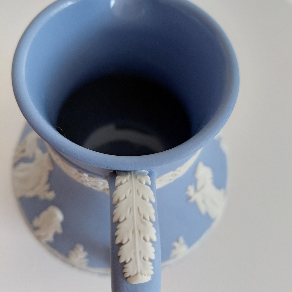 MC Antique Wedgwood Jasperware 5 " Tall Pitcher Etruscan Blue Classic - Picture 7 of 16